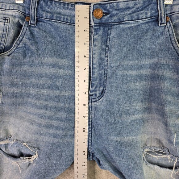 Mens Grindhouse Blue Denim Shorts Distressed Bermuda 12" Inseam Cut Off Size 42 - Picture 4 of 10